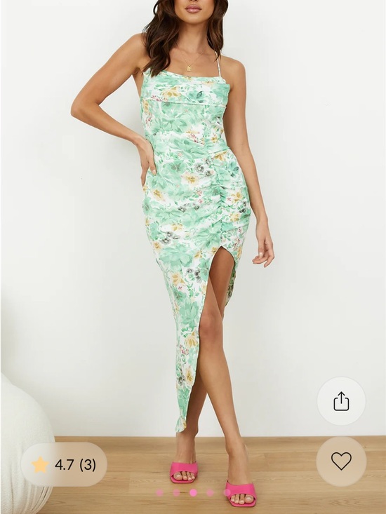 Hello Molly Dresses & Skirts - Hello Molly Mint Floral Asymmetrical Slip Dress